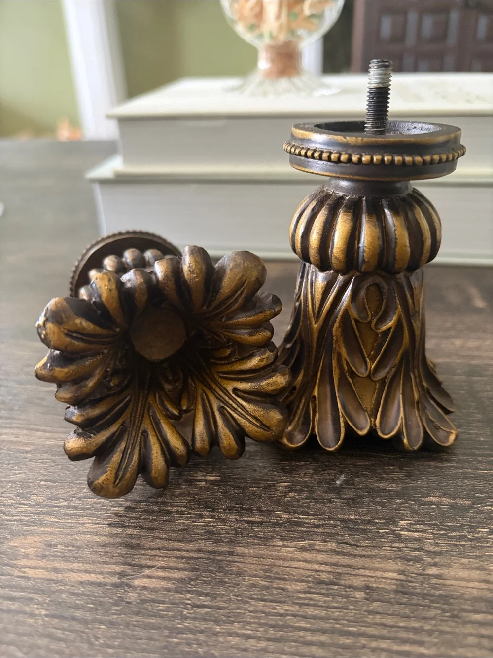 Decorative finials - Gold-Bronze color (curtain end caps)
